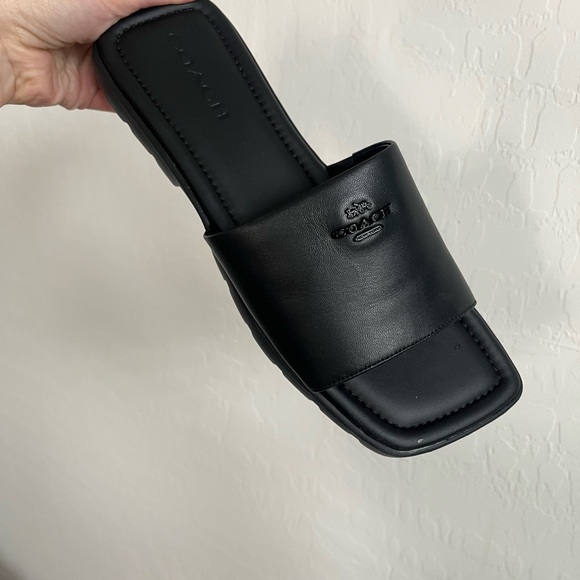 Coach Black Fiona Leather Sandals - Picture 1 of 5